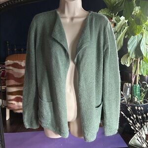 Boden soft teal open front, drape cardigan sweater. 6